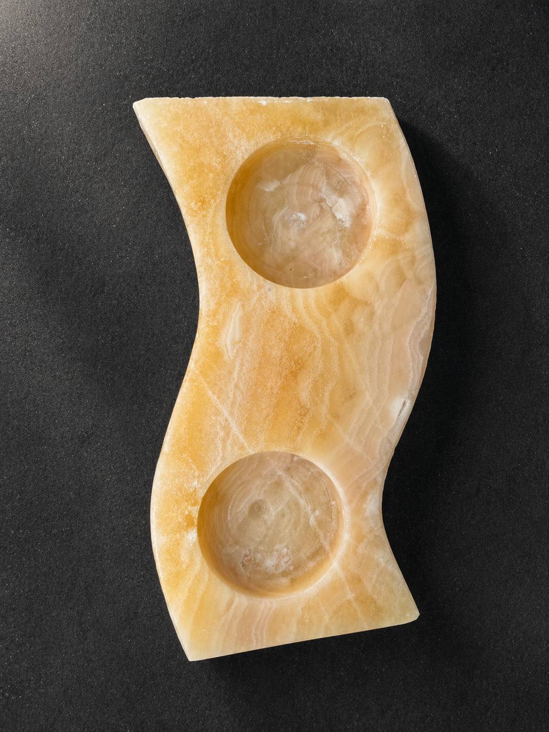 Yellow White Onyx Candle Holder Tray for 2 – Mexican Stone Decor