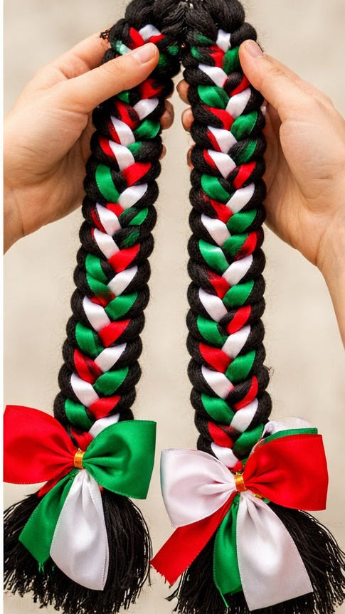 Mexican Tricolor Braids – Cultural Hair Accessory