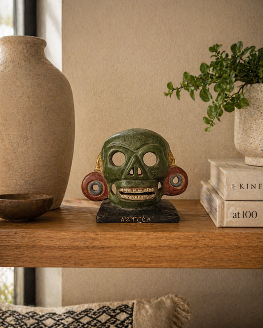 Pre-Hispanic Aztec Mask – Handmade Mexican Clay Sculpture 12 cm