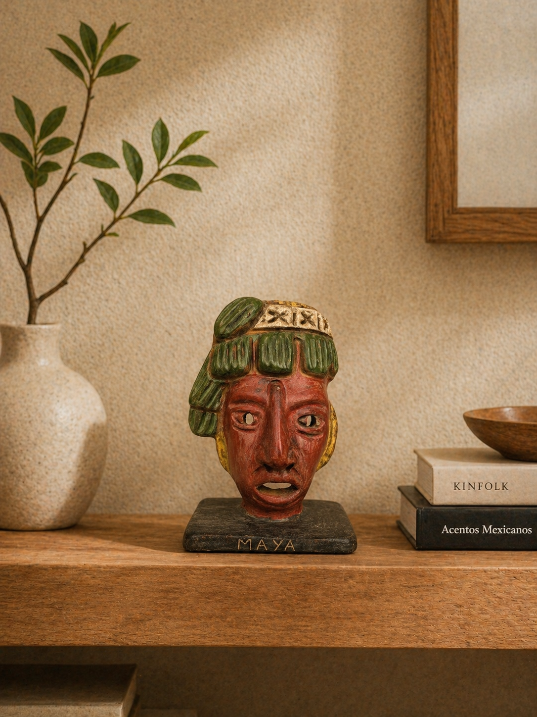 Mayan Clay Face Sculpture – Pre-Hispanic Mexican Artifact 15 cm