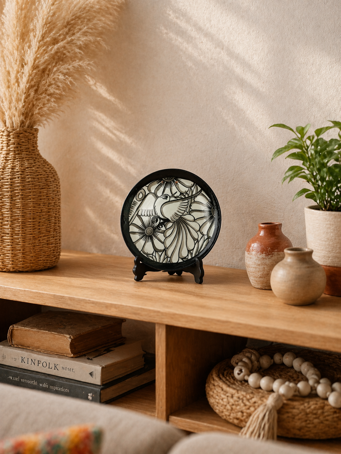 Hand-Painted Mexican Bird Clay Plate – Small 14 cm (Surprise)