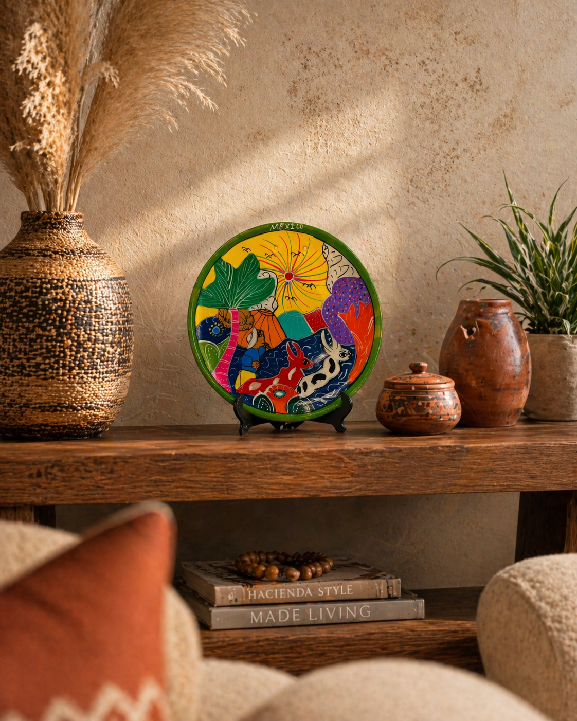 Hand-Painted Mexican Clay Story Plate – Small 14 cm (Surprise)