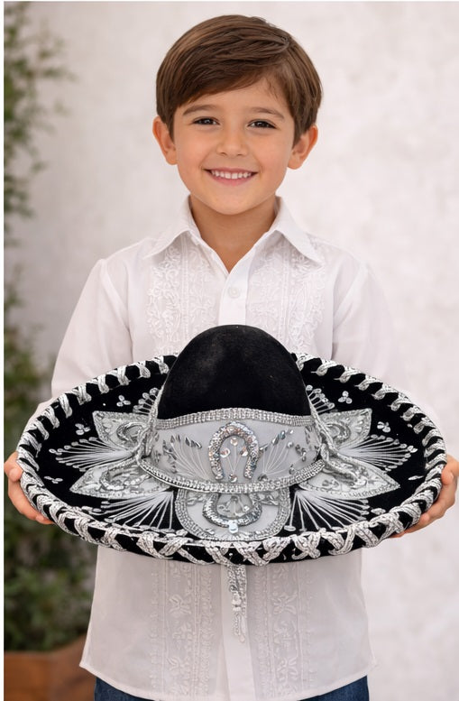 Kids Black Charro Sombrero – Mexican Traditional Hat