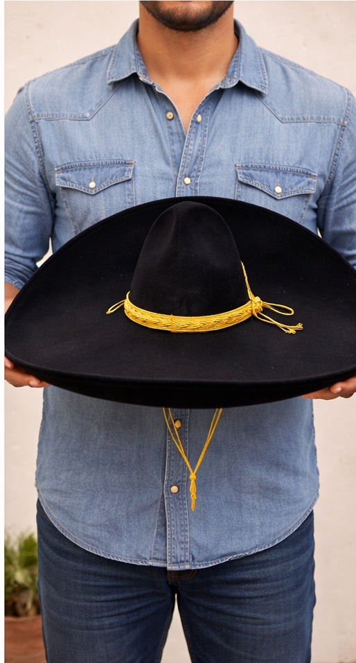 Charro Sombrero with Gold Ribbon – Mexican Traditional Hat