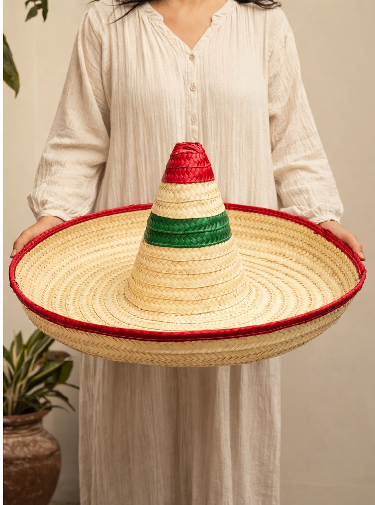 Mexican Tricolor Sombrero – Authentic Fiesta Hat for Travel, Parties & World Cup