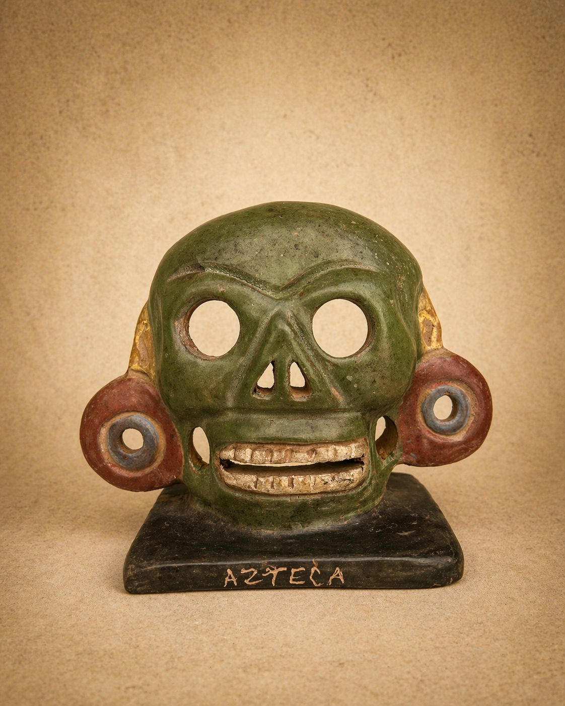 Pre-Hispanic Aztec Mask – Handmade Mexican Clay Sculpture 12 cm