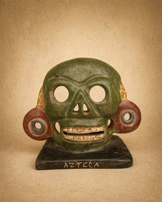 Pre-Hispanic Aztec Mask – Handmade Mexican Clay Sculpture 12 cm
