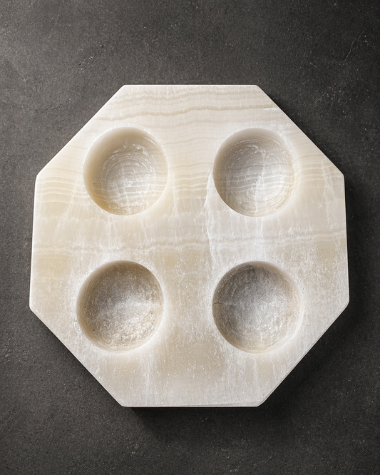 White Onyx Octagon Candle Holder for 4 – Mexican Stone Decor