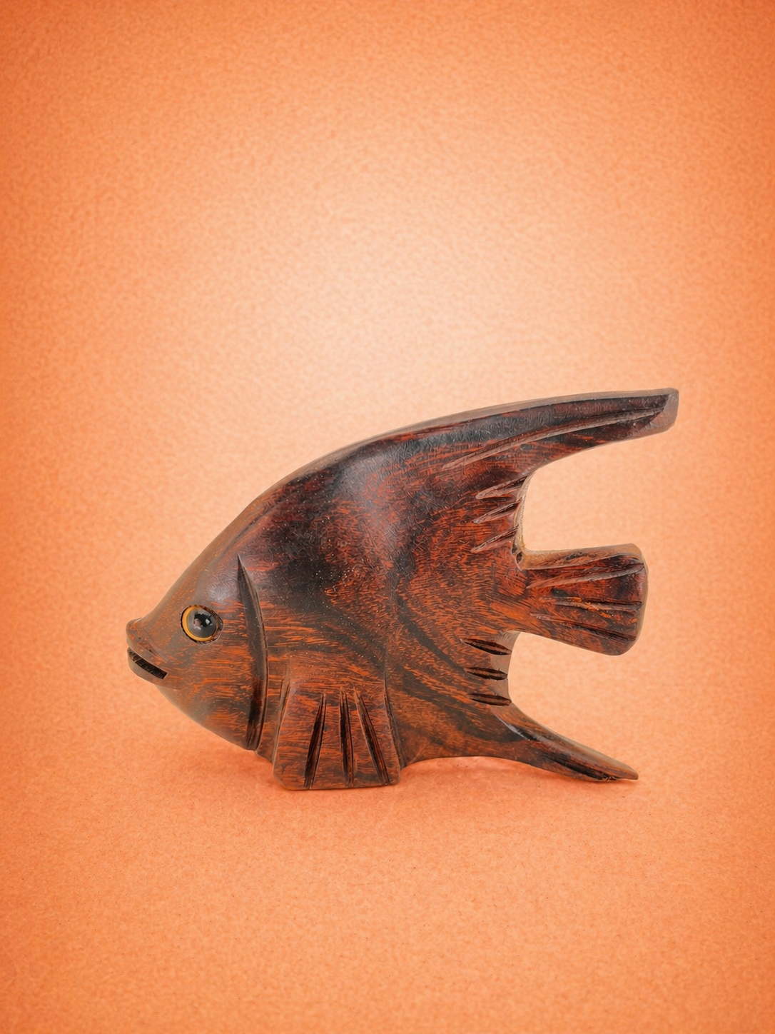 Ironwood Angel Fish Sculpture – Mexican Hand Carved Wood Art