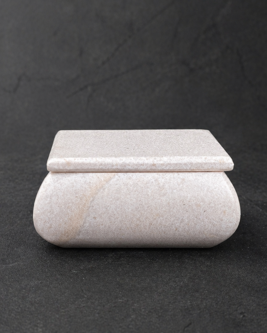 White Marble Jewelry Box – Mexican Stone Keepsake Piece