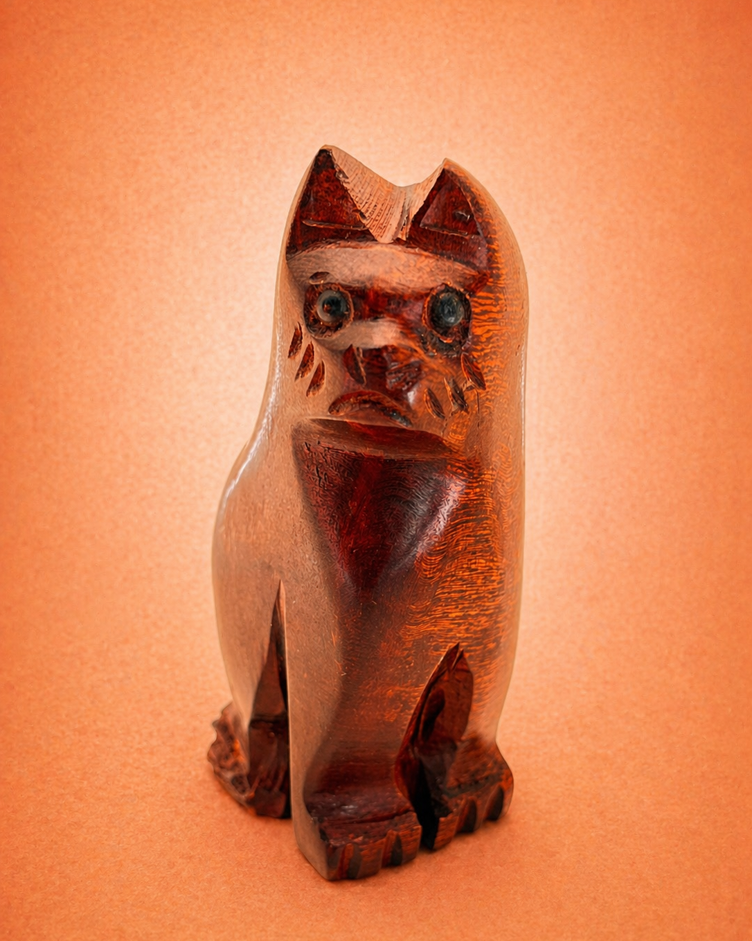 Ironwood Cat Sculpture – Hand Carved Mexican Wood Art