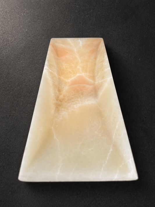 Large Yellow White Onyx Tray – Mexican Stone Home Decor