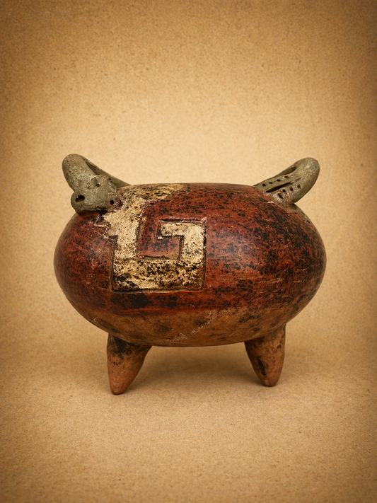 Pre-Hispanic Clay Vessel – Handmade Mexican Pottery 12 cm