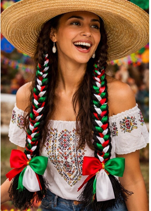 Mexican Tricolor Braids – Cultural Hair Accessory