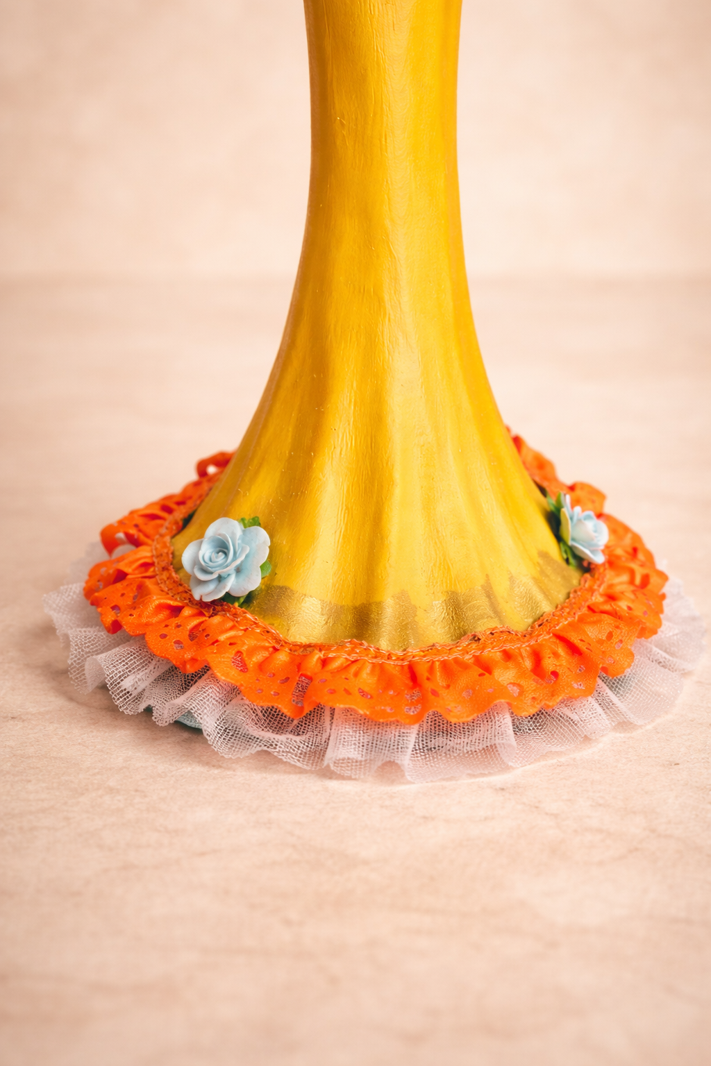 Yellow Orange Catrina 45 cm – Mexican Decorative Art