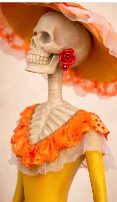 Yellow Orange Catrina 45 cm – Mexican Decorative Art