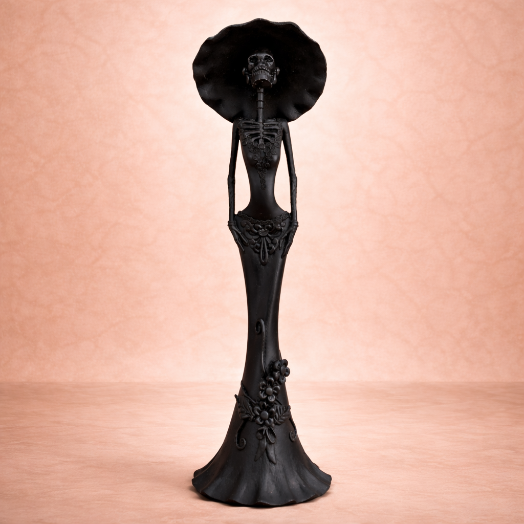 Black Mexican Catrina 43 cm – Elegant Day of the Dead Sculpture