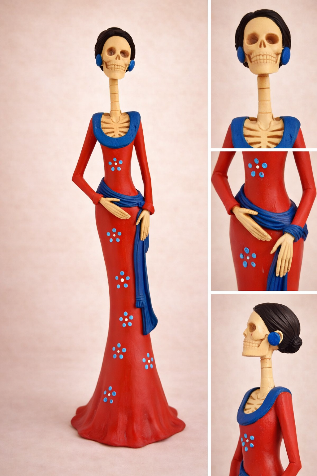Mexican Catrina Surprise – Hand Painted Day of the Dead Figurine 21 cm