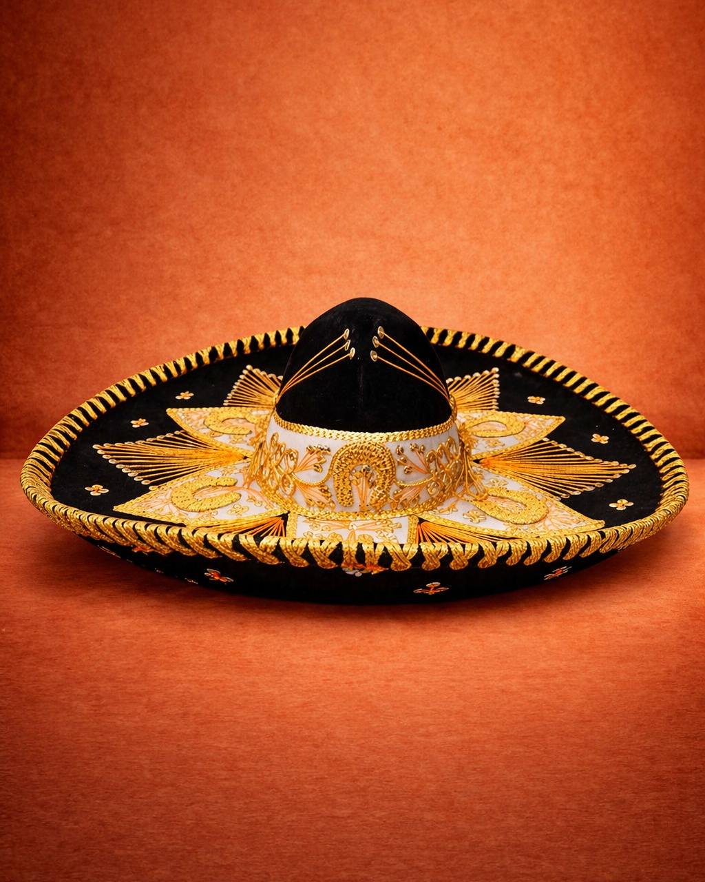 Mexican Charro Sombrero Black Gold – Traditional Ranch Style Hat