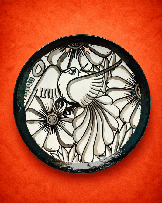 Hand-Painted Mexican Bird Clay Plate – Small 14 cm (Surprise)