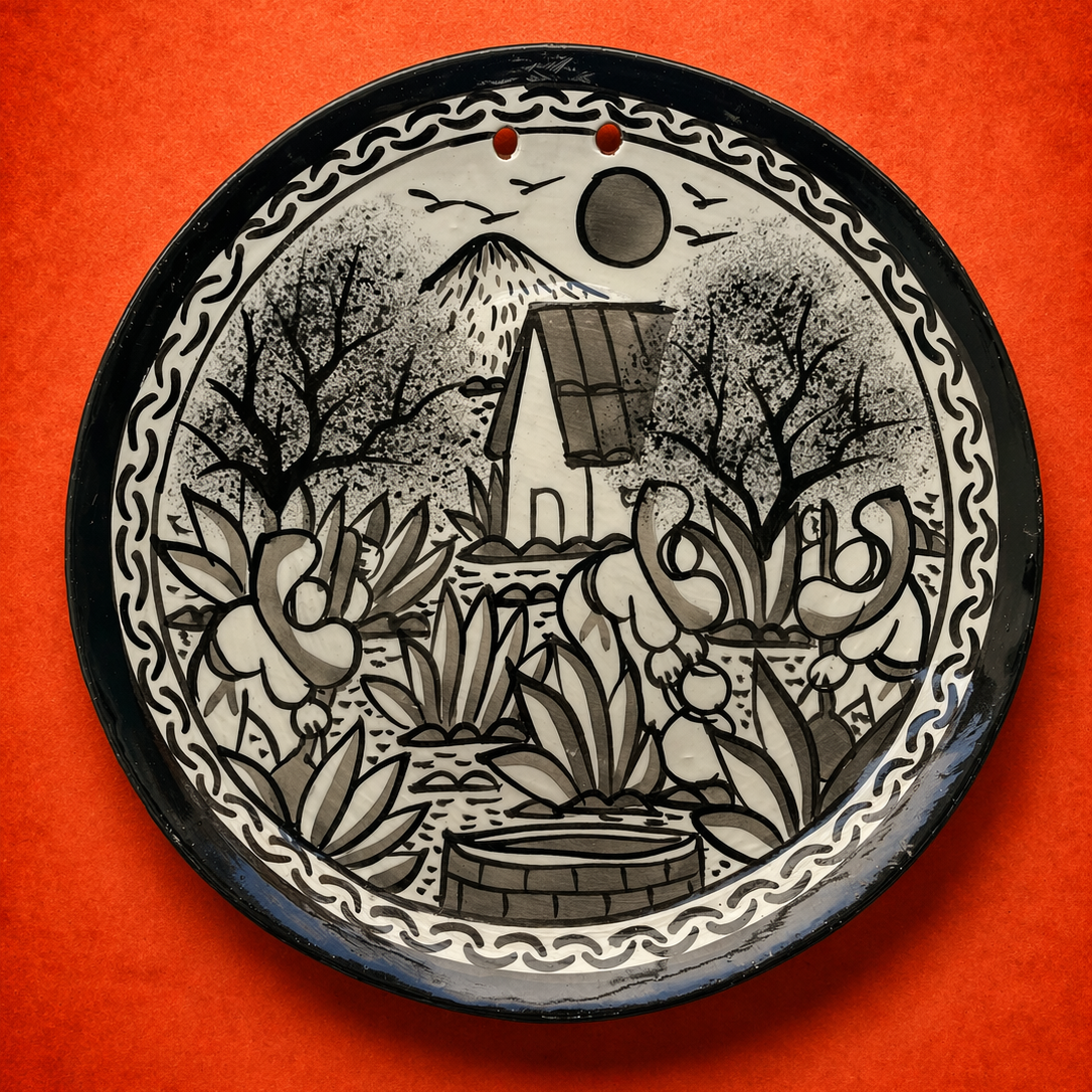 Hand-Painted Mexican Clay Story Plate – Medium 19 cm (Surprise)
