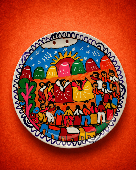Hand-Painted Mexican Clay Story Plate – Medium 19 cm (Surprise)
