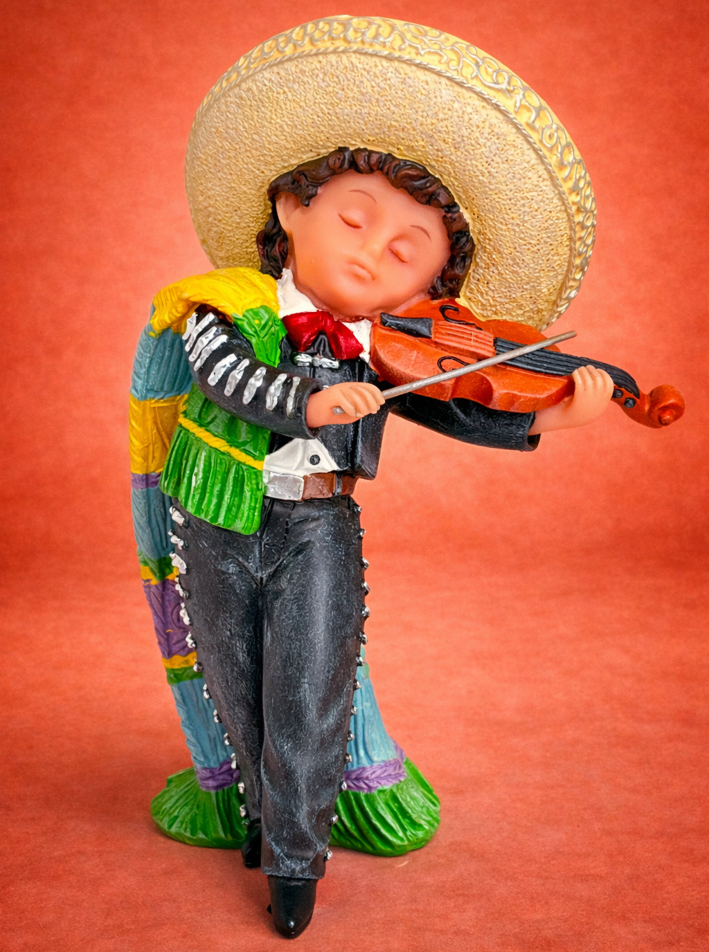Mexican Charro Boy Violin Figurine – Hand Painted Nadal Folk Art