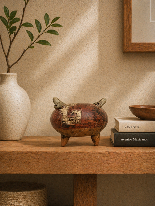 Pre-Hispanic Clay Vessel – Handmade Mexican Pottery 12 cm