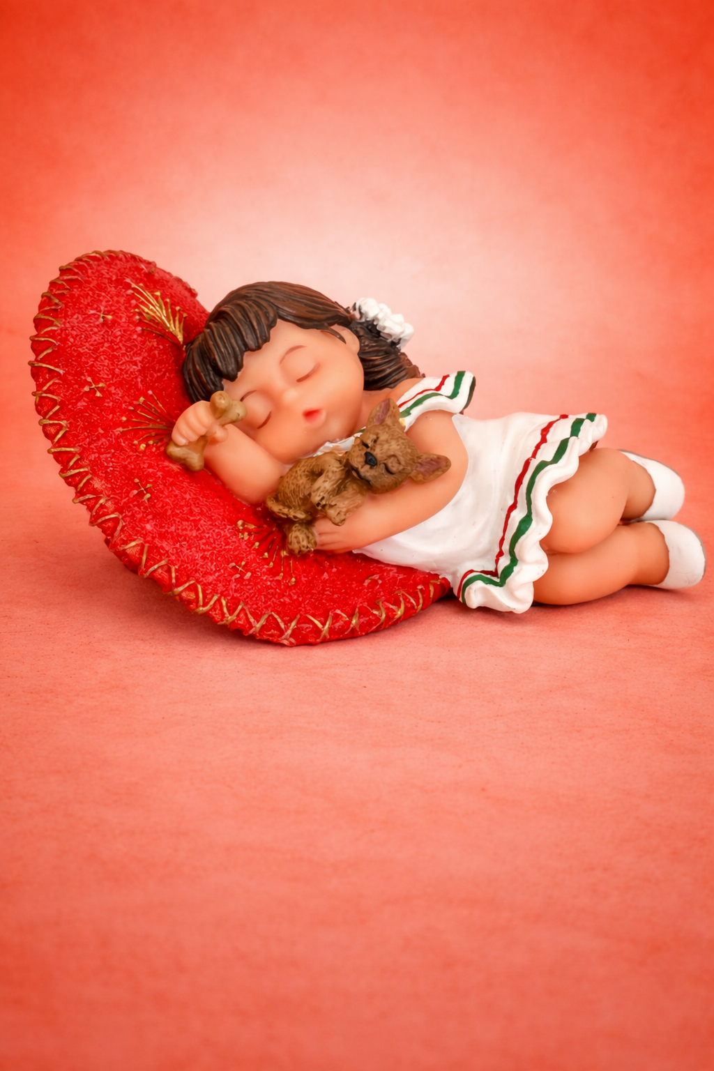 Mexican Girl with Dog Figurine – Hand Painted Nadal Art