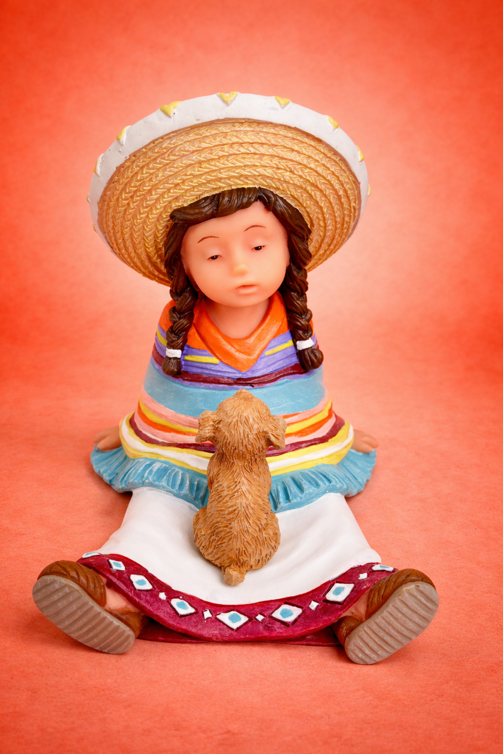 Mexican Girl with Dog Figurine – Hand Painted Nadal Art