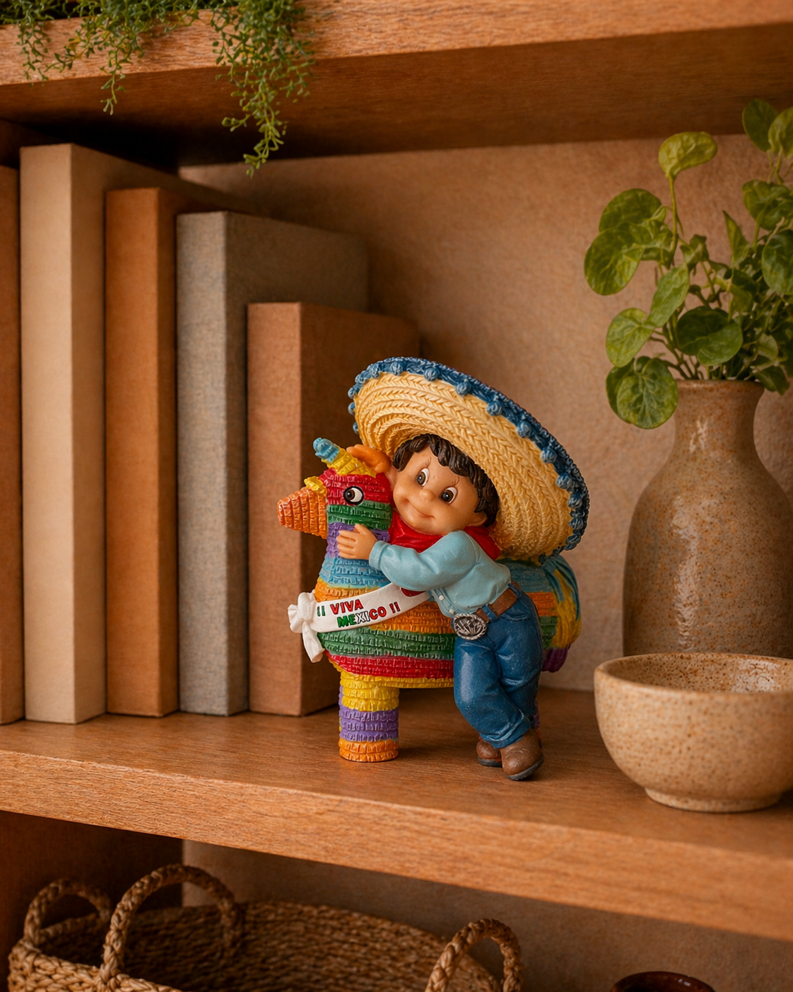 Mexican Kid with Piñata Figurine – Nadal Folk Art