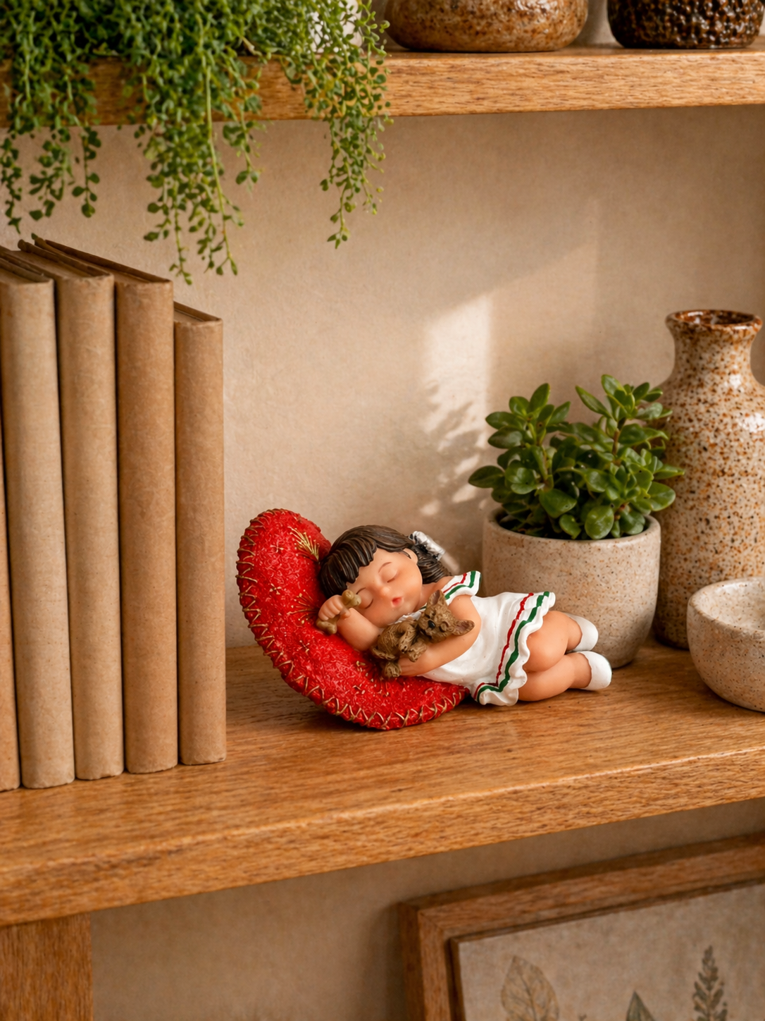 Mexican Girl with Dog Figurine – Hand Painted Nadal Art