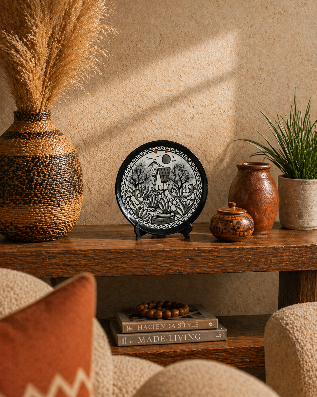 Hand-Painted Mexican Clay Story Plate – Medium 19 cm (Surprise)