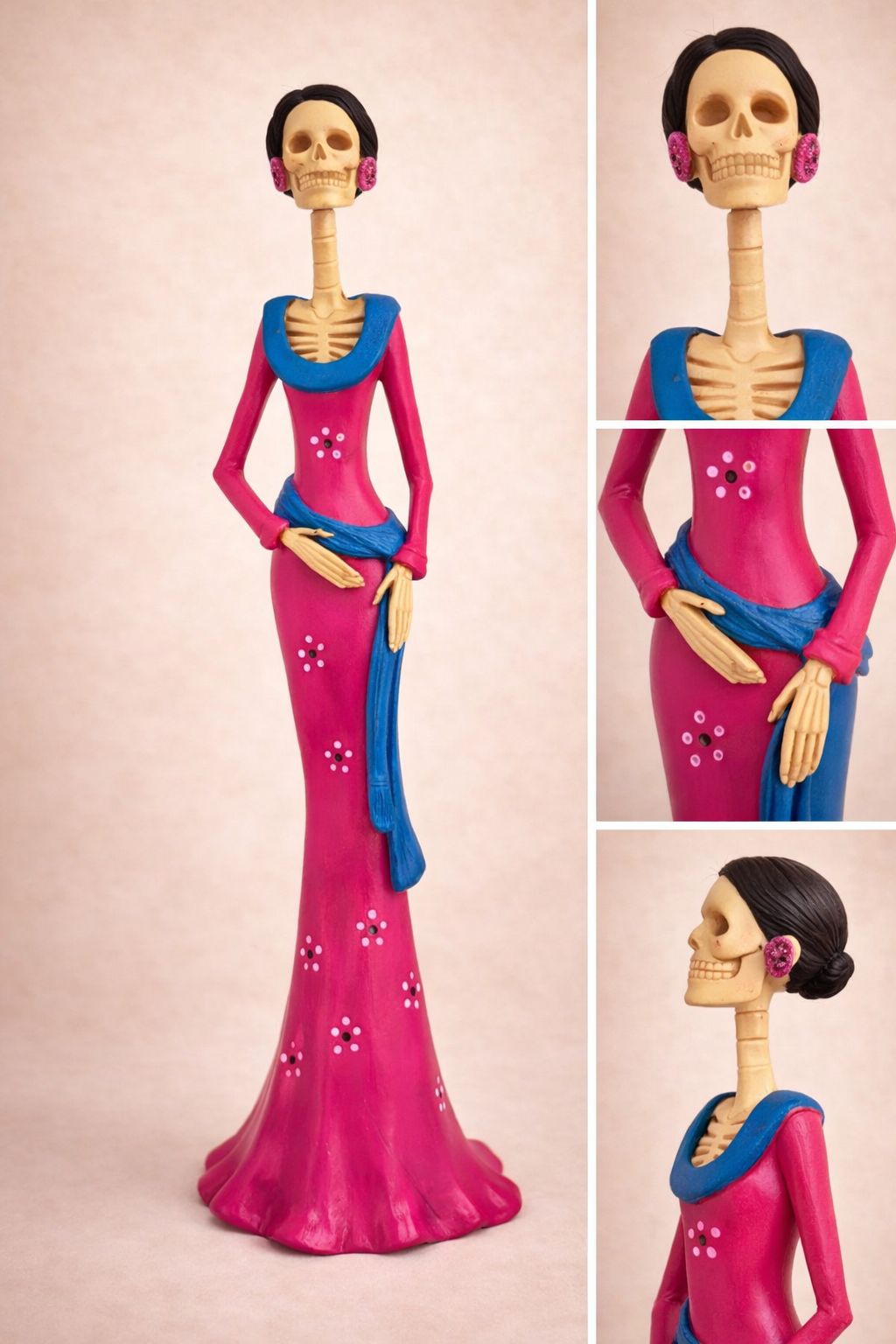 Mexican Catrina Surprise – Hand Painted Day of the Dead Figurine 21 cm