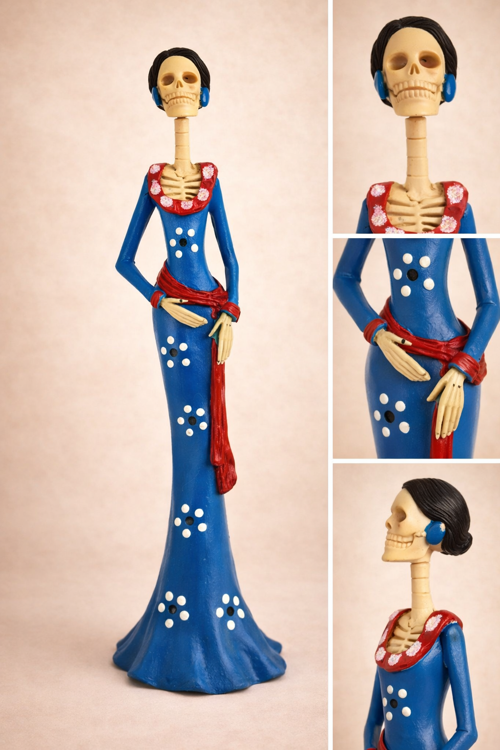 Mexican Catrina Surprise – Hand Painted Day of the Dead Figurine 21 cm