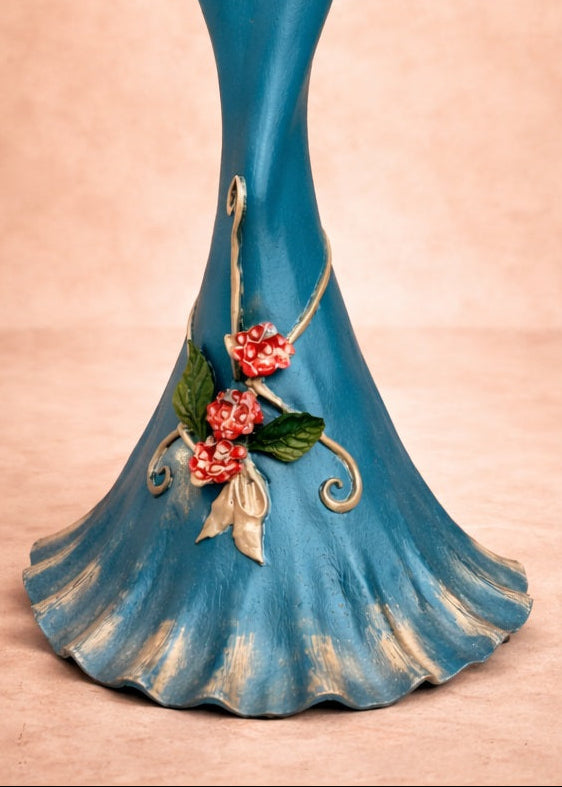 Blue Gold Catrina 43 cm – Mexican Hand Painted Sculpture