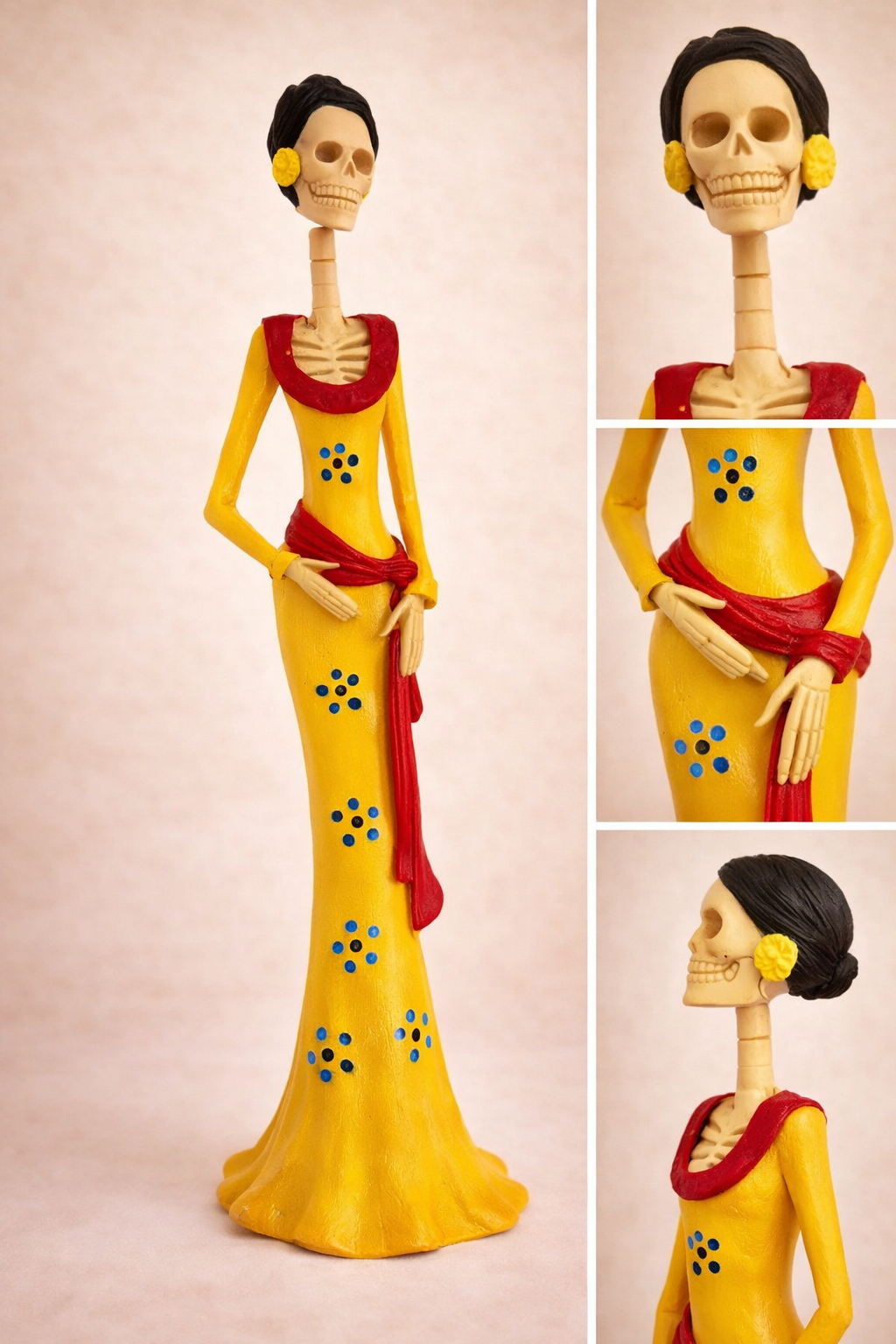 Mexican Catrina Surprise – Hand Painted Day of the Dead Figurine 21 cm