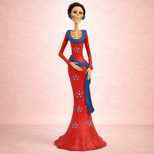 Mexican Catrina Surprise – Hand Painted Day of the Dead Figurine 21 cm