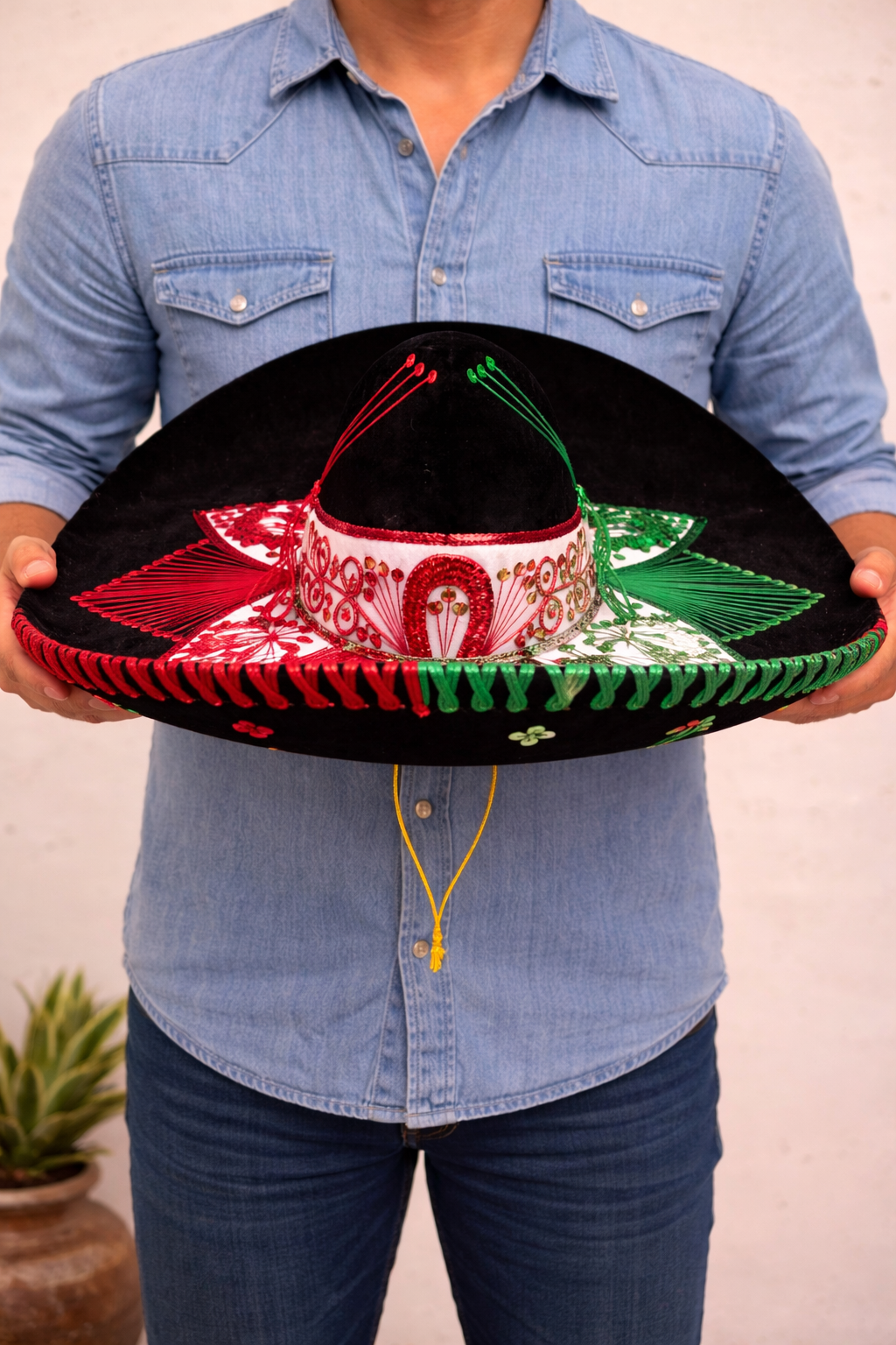 Mexican Tricolor Black Sombrero – Fiesta Hat