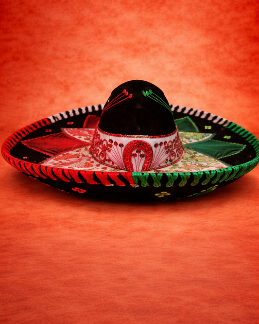 Mexican Tricolor Black Sombrero – Fiesta Hat